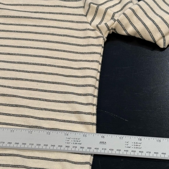 NWT Current Elliott Off White Metallic Striped Quince Midi Dress Womens Small - Picture 11 of 13